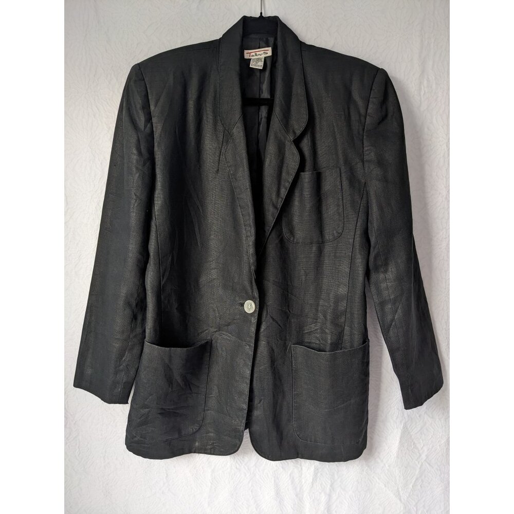 Vtg TALBOTS 100% Linen Classic Fully Lined Single Breasted Blazer Career Size 8